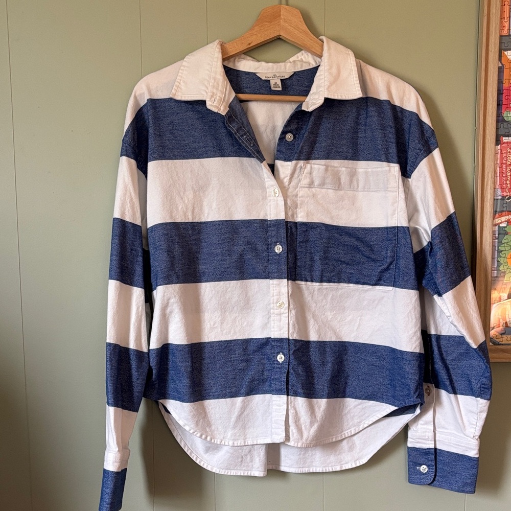 L.L. Bean signature Blue and White Striped Button Down Shirt